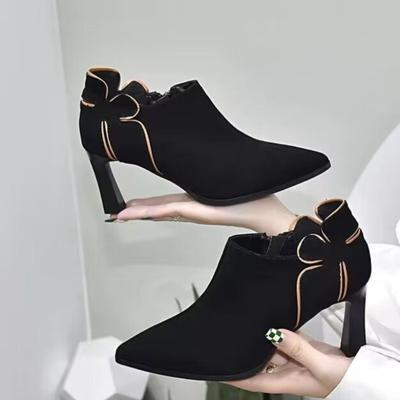 Женские ботильоны осень 2024 года на маленьком каблуке, женские ботильоны осень-зима плюс бархатные ботинки на низком каблуке, женская обувь