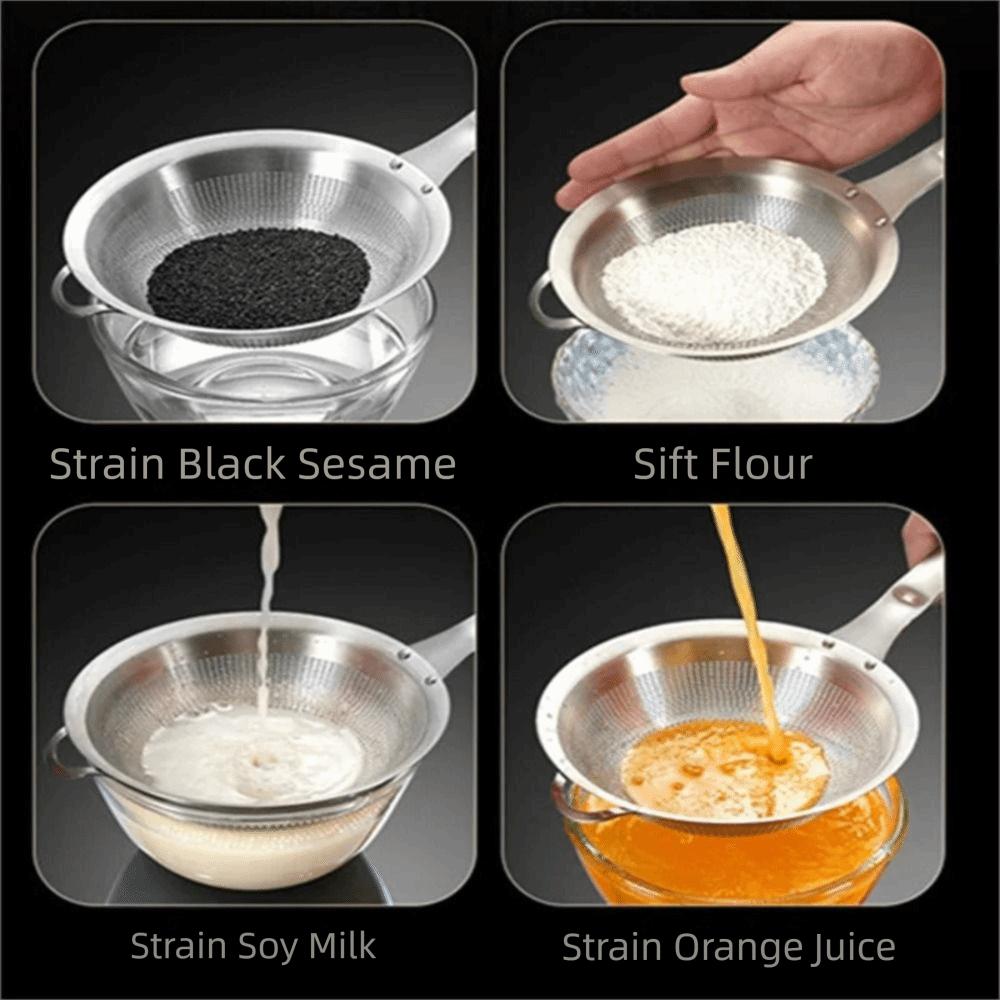80 Mesh Fine Mesh Filter Spoon 304 Stainless Steel Flour Colander Juice Filtering