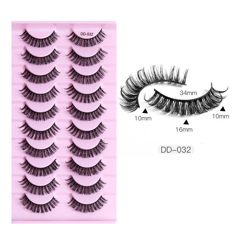 10 Pairs False Eyelashes Russian Strip Lashes Extension Faux Cils Naturel Eyelash Extension D Curl Strip Lashes Makeup Beauty Magnetic Eyelashes