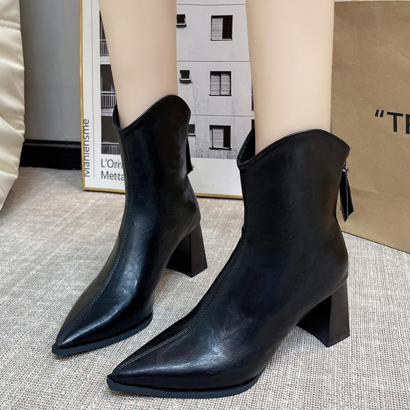 Модные женские ботильоны на высоком каблуке с острым носком, элегантные зимние туфли для вечеринок, женские зимние сапоги 2024 года, сексуальные женские туфли-лодочки