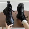 Мода 2025 Новые женские ботильоны на платформе Белая искусственная кожа Толстая подошва Боевые ботильоны Женские Весенне-осенние Нескользящие Мотоциклетные ботинки