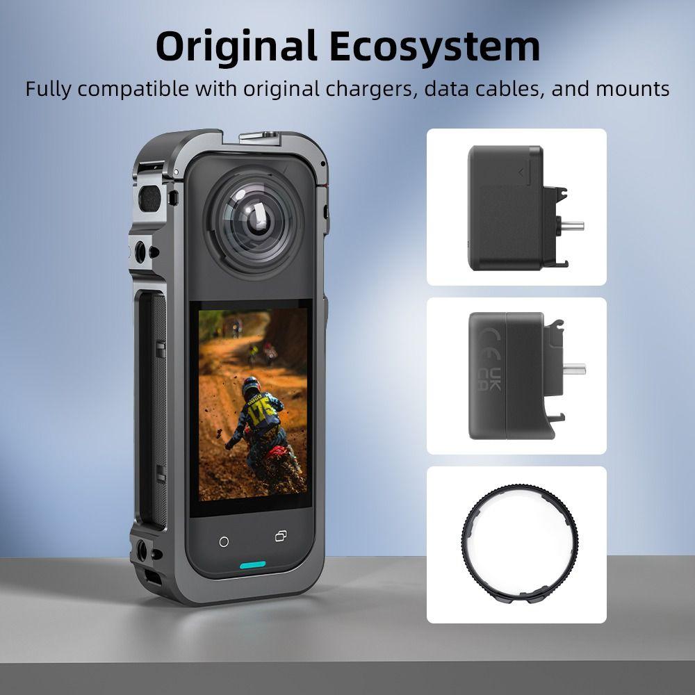 С крышкой объектива, металлический каркас, клетка для камеры из алюминиевого сплава для экшн-камеры Insta360 X5, аксессуары