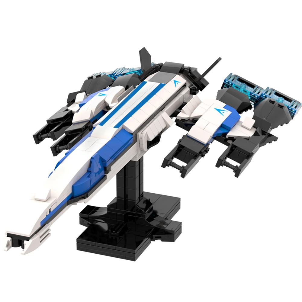 Конструктор MOC Космический корабль Sci-Fi Normandy SR-2, Строительные блоки с подставкой, Модель для самостоятельной сборки, Подарки на День Рождения, Рождество для фанатов, Взрослый
