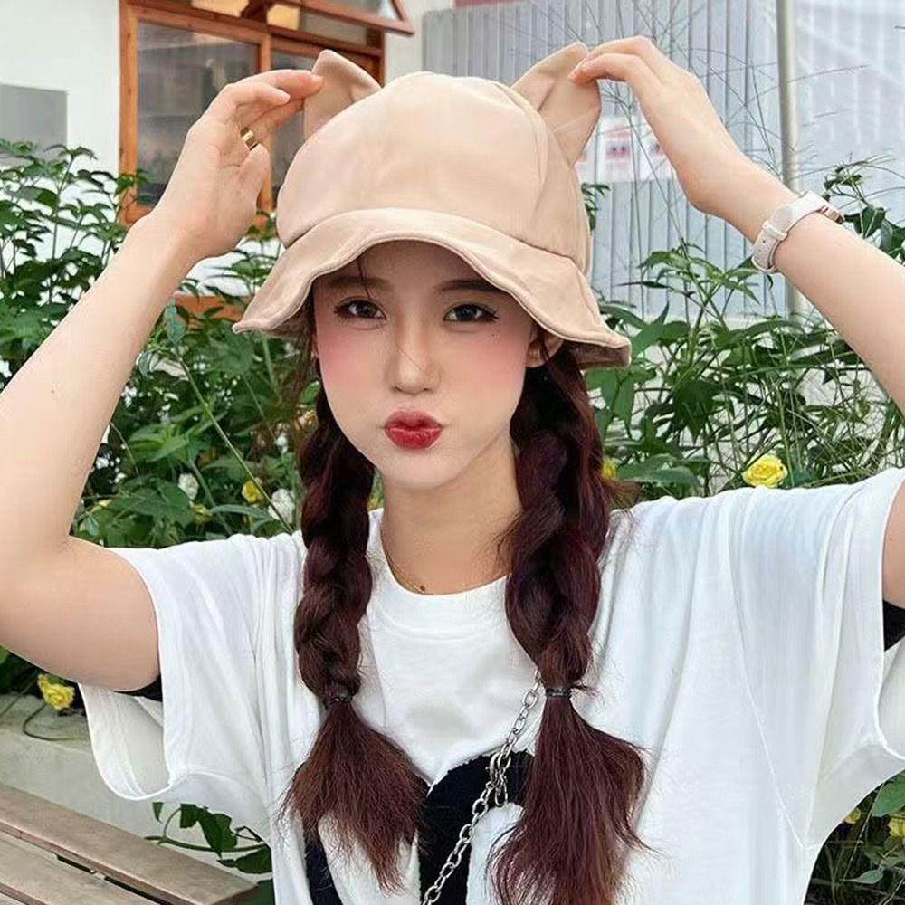 Sunscreen Bucket Hat Cat's Ears Basin Hats New Fisherman Hats Outdoor