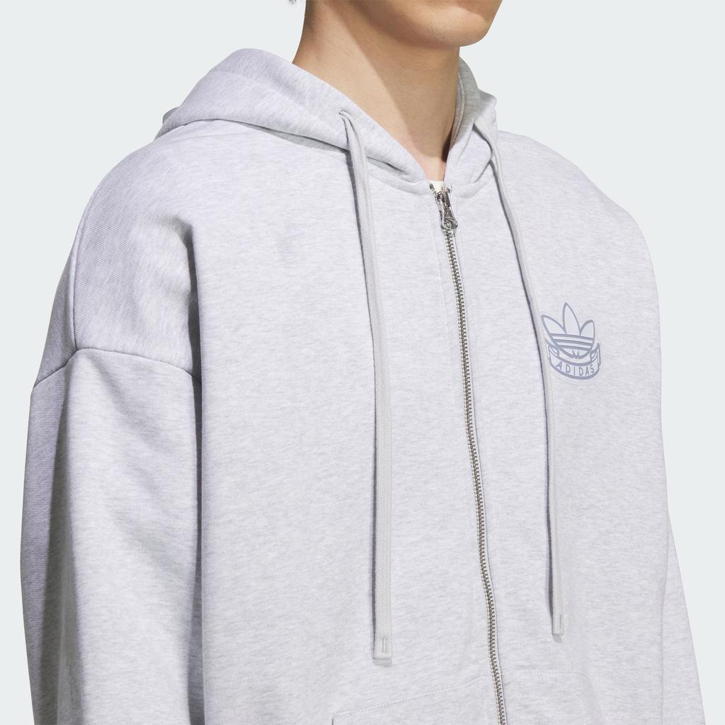 Adidas Originals Jackets Unisex Light Heather Gray Hooded Moderate Soft Shell KG8508