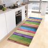Vibrant Rainbow Gradient Colorful Wood Grain Kitchen Long Runner Rug Kitchen Personalized Decor Non-Slip Soft Floor Mat