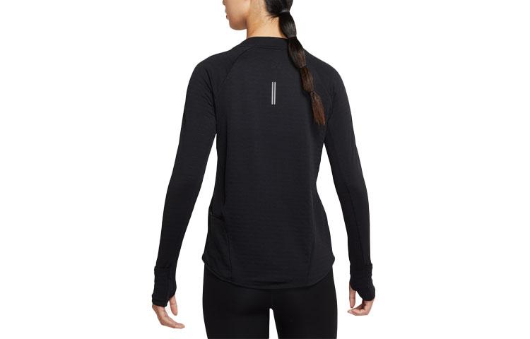 Nike Solid Color Fleece Lined Crew Neck Logo Micro Label Running Thumb Loop Crew Neck Long Sleeved Slim Fit Tight Fit DD6780-010