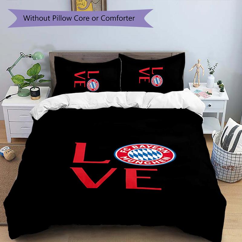 3pcs FC Bayern München logo pattern bedding set duvet cover set includes duvet cover &pillowcases,perfect all season bedroom decoration&gift
