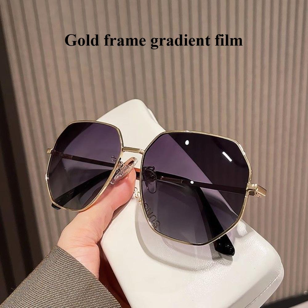 Прозрачные синие универсальные солнцезащитные очки мужские и женские многоугольные металлические солнцезащитные очки для вождения корейская версия тренд приморские очки для путешествий женские