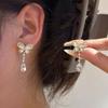 Легкая Роскошь Изысканные Серьги-подвески со Стразами в виде Банта для Женщин Девочек Милые Милые Серьги-подвески в Форме Капли Вечерние Украшения Оптовая Продажа
