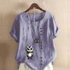 Women's Fashion Cartoon Cat Prined Short Sleeve T-shirt Loose Cotton Shirt Casual Loose Summer Blouse Tops Plus Size
