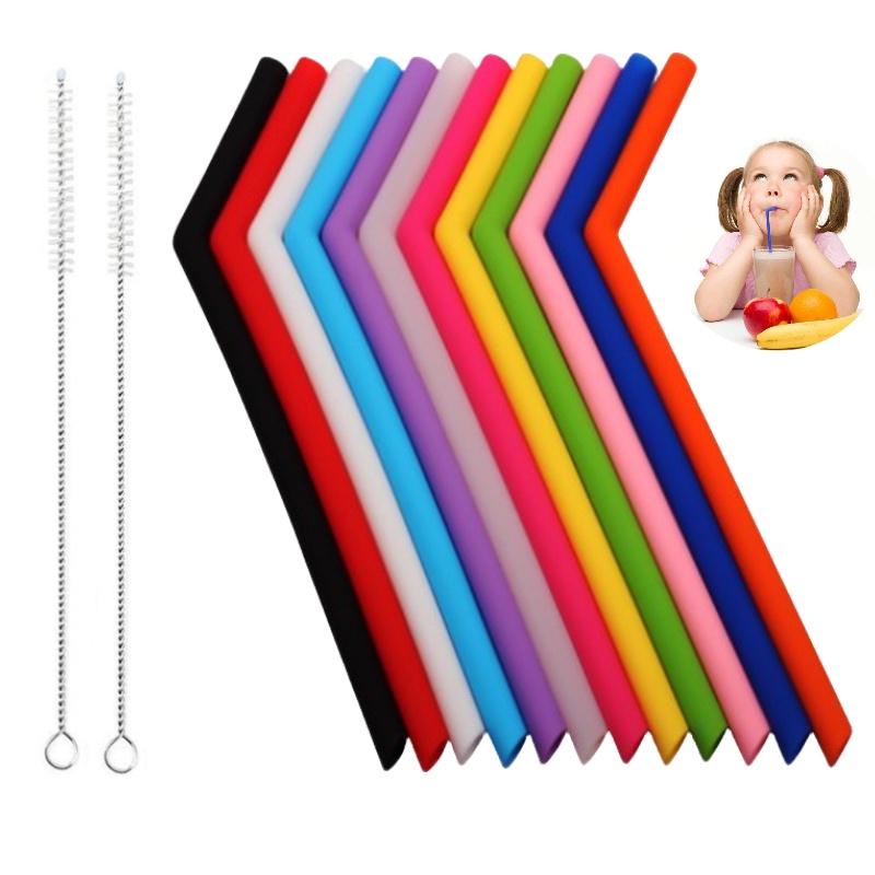 Премиальная пищевая силиконовая трубочка длиной 200 мм, безопасная для микроволновой печи, круглой формы, однотонная