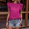 New Summer Tops Women Vintage Casual Loose Blouses for Women Elegant Pleated Ruffled Short Sleeve Shirt Woman Fashion Solid Pullover Blouse 26597