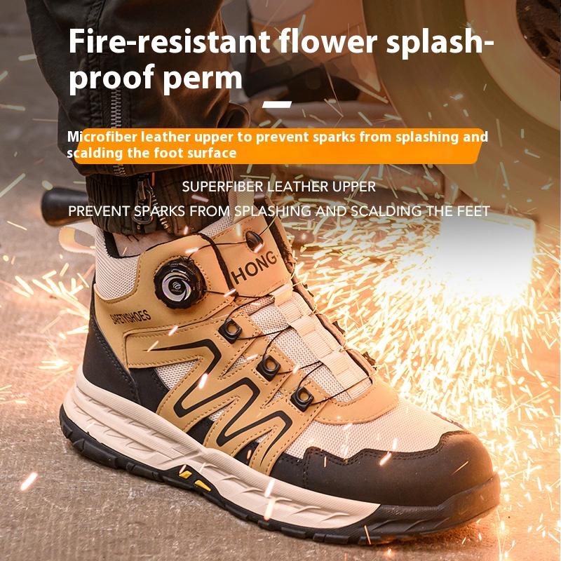 Rotating Button Safety Shoes for Men Welded Sparklers Steel Toe Sneaker Work Shoes Man Puncture Proof Construction Work Boots