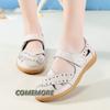Женские женские туфли из искусственной кожи для мам, белые сандалии, туфли на плоской подошве, летние пляжные, удобные, повседневные, большие размеры 41 42