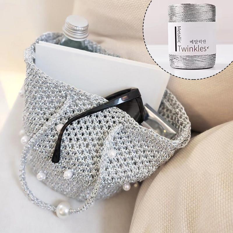 Gold Silver Color Yarn Thread Handmade Woven Bag Woven Crochet Knitted Clothes Yarn Line Cord DIY Embroidery Sewing Accessories
