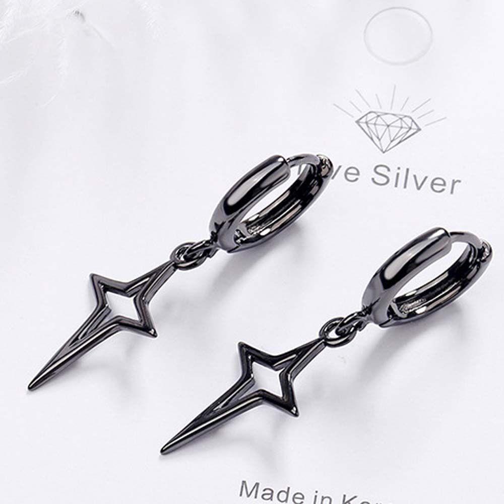 Jewelry Silver Color Ear Studs Black Women Earrings Hoop Earrings Dangle Earrings Korean Style