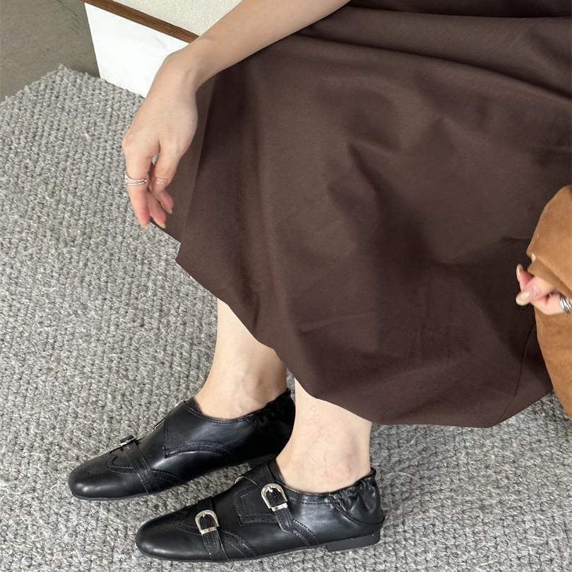 2025 Autumn New Niche Design Belt Buckle Heightening Single Shoes Fashionable Versatile Retro Engraved Loafers