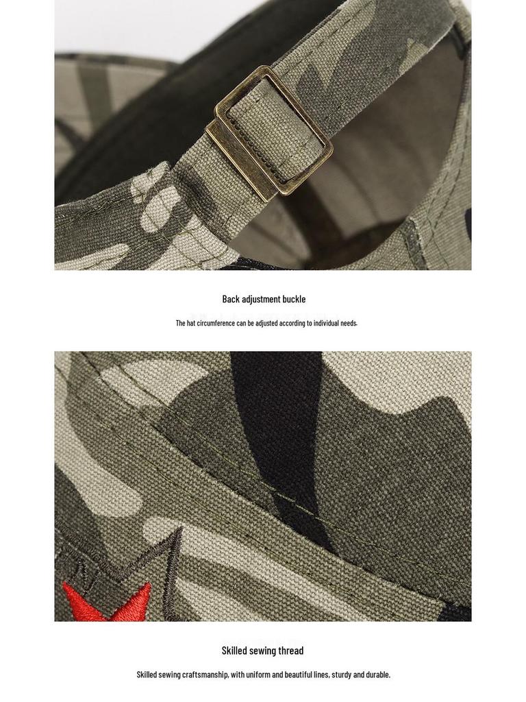 Men's Cotton Camouflage Embroidered Flat Top Sun Hat - Spring/Autumn Fashion & Versatile Sunshade for Women