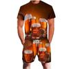 Summer Casual Pullover Sportswear Suit Beer 3D Printed Men's T-shirt Suit