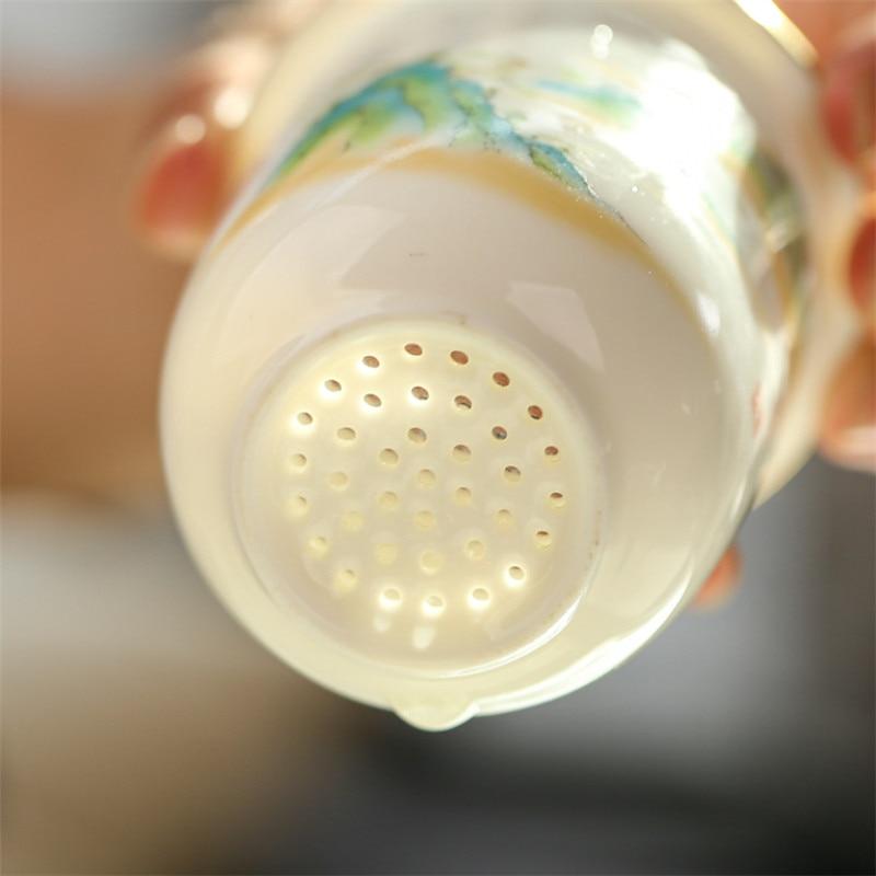 Креативная стеклянная чашка для разделения чая, керамическая чашка с фильтром, крышкой и деревянной ручкой, большая емкость, офисная кофейная кружка, посуда для напитков