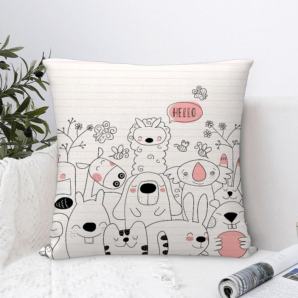 Cartoon Cute Animals Pillow Case Sofa Decorative Home Double-sided Print Plush Square Throw Pillow Covers Cushion Decor Cover