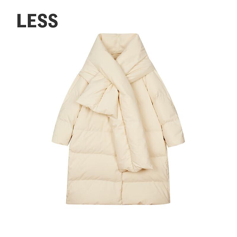 LESS 2024 Winter Collarless Long Down Jacket