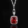 Jewelry Copper Bottom Gold-Plated Simulation Orange Red Zircon Luxury Inlaid Light Luxury Square 20 * 23 Pendant Necklace