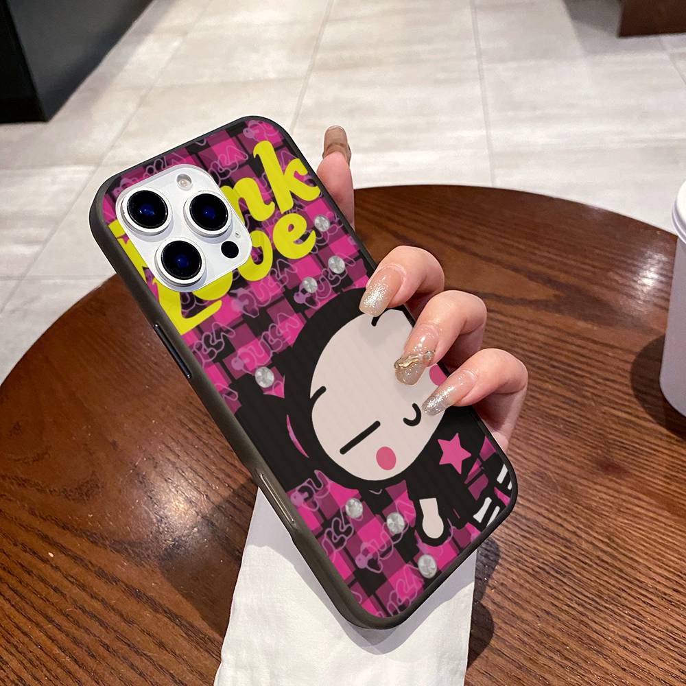 Animation Pucca Cate Phone Case For IPhone 17 16 15 14 13 12 11 Pro Max Plus Corrugated Bumper Back Cover Shell