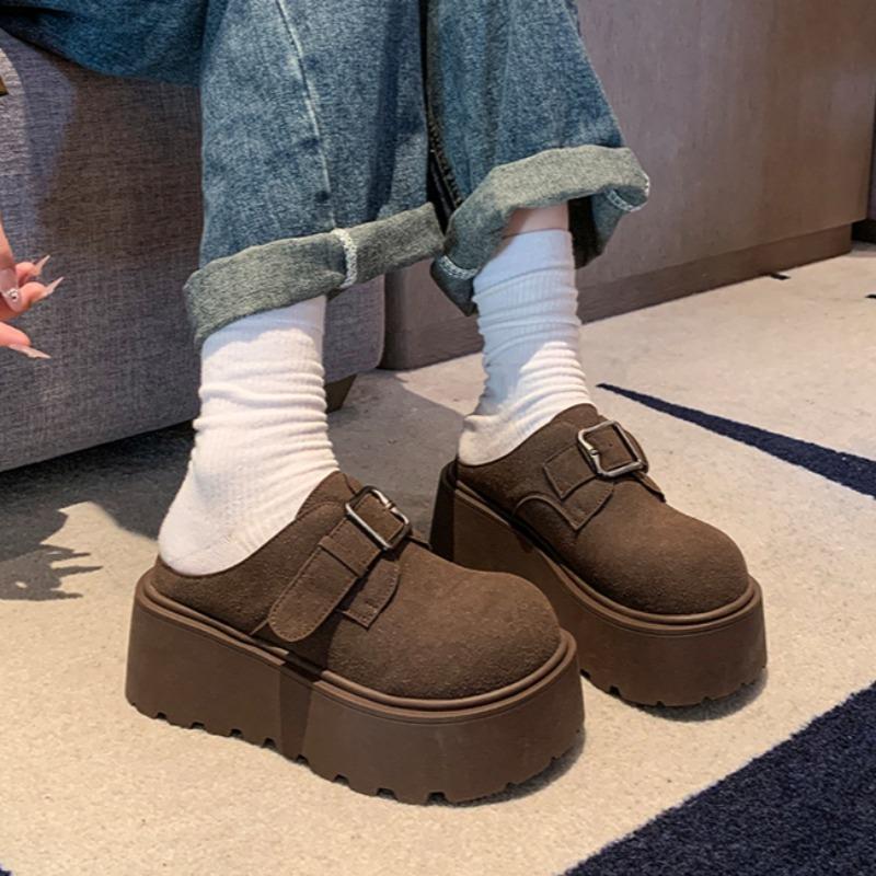 Леопардовые балетки женские мюли на платформе замшевые тапочки зимние плюшевые хлопковые туфли на высоком каблуке шлепанцы трендовые туфли с открытой пяткой Zapatos Mujer