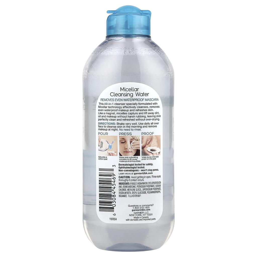 Garnier, SkinActive, мицеллярная очищающая вода, все в одном, водостойкая, 400 мл (13,5 жидких унций)