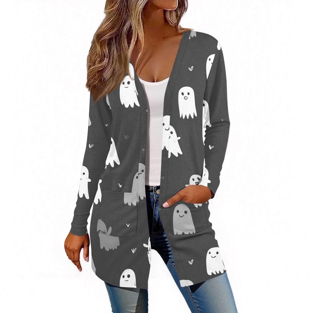 Женский кардиган с длинным рукавом, повседневная куртка с карманами, топ