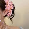 Sweet Chinese Style Red Flower Hairpin Super Fairy Wedding Traditional Hair Accessory Vintage Bridal Hair Ornament for Brides