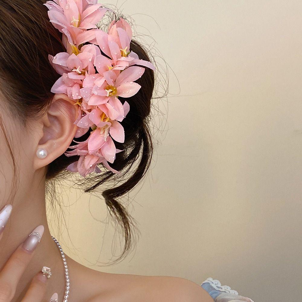 Sweet Chinese Style Red Flower Hairpin Super Fairy Wedding Traditional Hair Accessory Vintage Bridal Hair Ornament for Brides