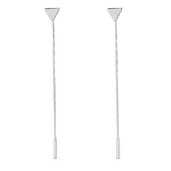 Women Geometric Triangle Stud Earrings Long Tassel Party Jewelry Gift