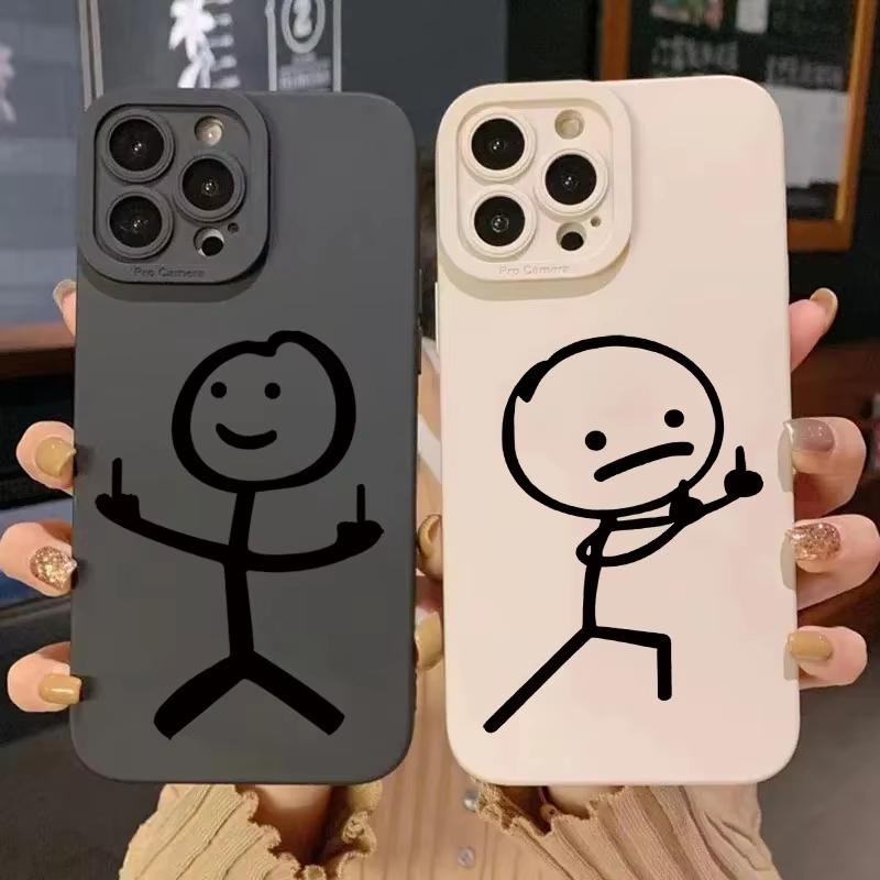 Милый Мультяшный Человечек-Спичка Матовый Чехол для Телефона для Xiaomi Redmi Note 14 13 12 11 Pro Plus 4G 5G 12S 11S 10S 10 9 9S 8 10C 10A