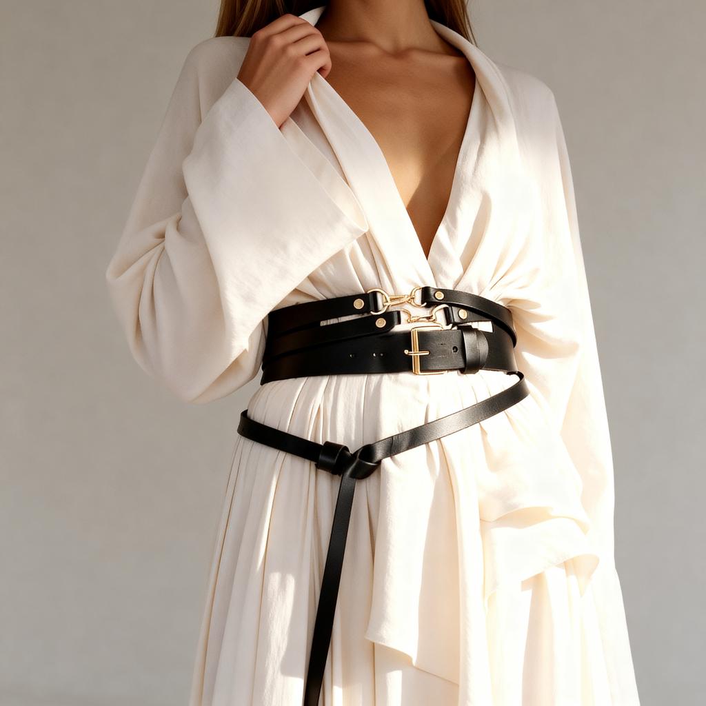 Кожаная шлейка-боди для женщин - Гот-панк дизайн с цепями, Регулируемая посадка, Идеально для EDM-фестивалей