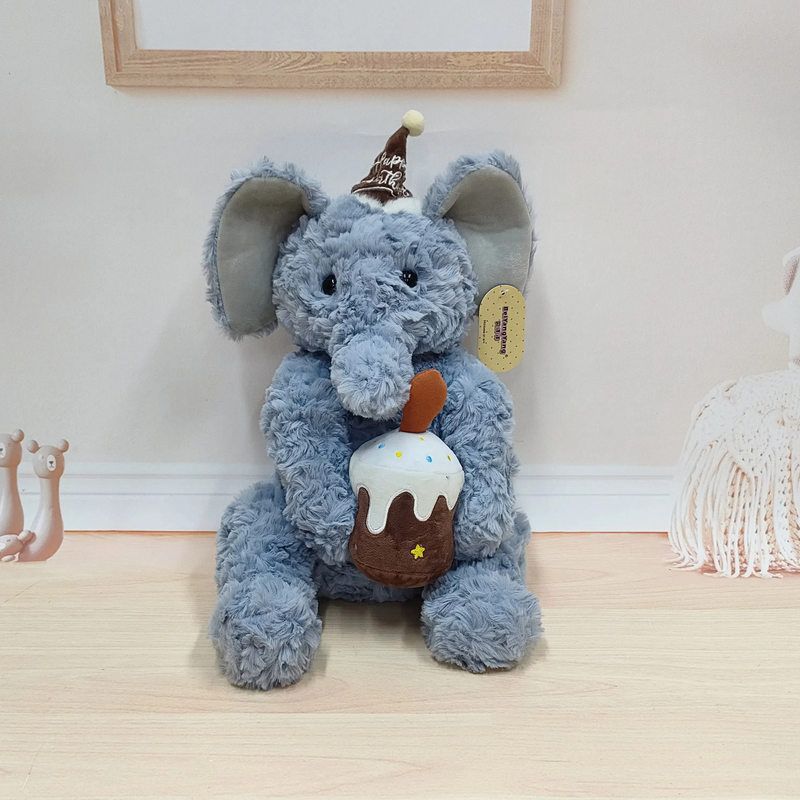 Милый плюшевый слон в сидячей позе, праздничный, компаньон, успокаивающий, подарок на день рождения, слон-кукла на торт, детские игрушки