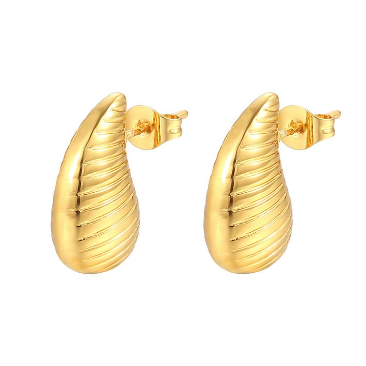 Серьги-капли из нержавеющей стали Hammer Glossy Striped Water Drop, женские трендовые серьги премиум-класса Light Luxury