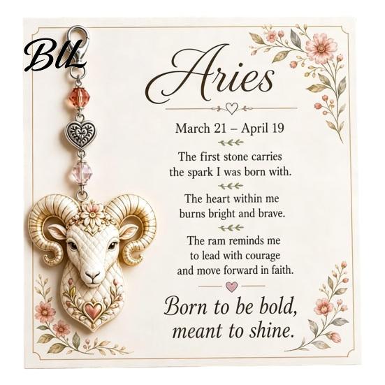 Zodiac Sign Pendant 12 Keychain with Keepsake Card, Star Backpack Pendant, Handbag Purse Charm, Inspirational Gift for Men Women Card