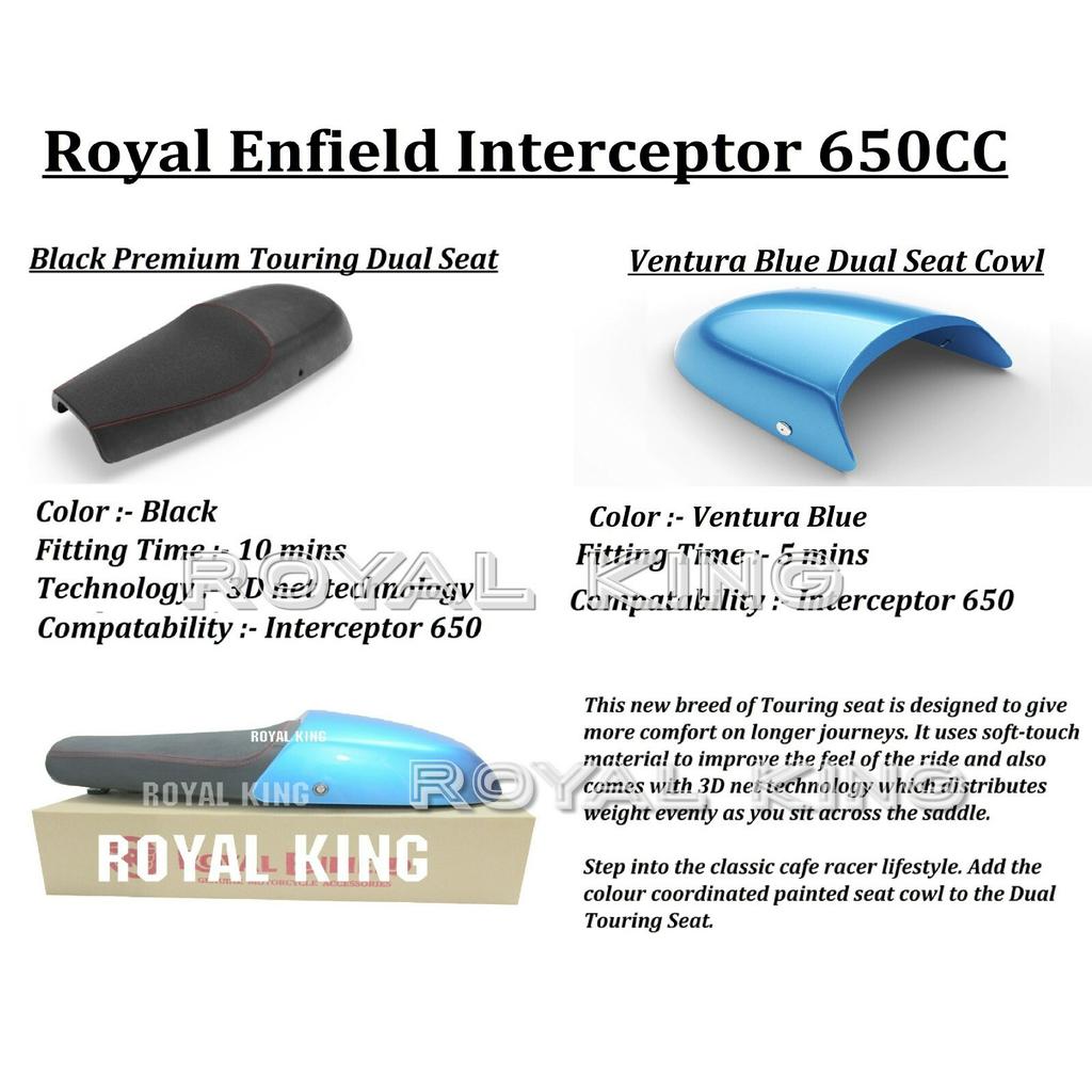 Royal Enfield Interceptor 650 Premium Touring Dual Seat With Blue Cowl