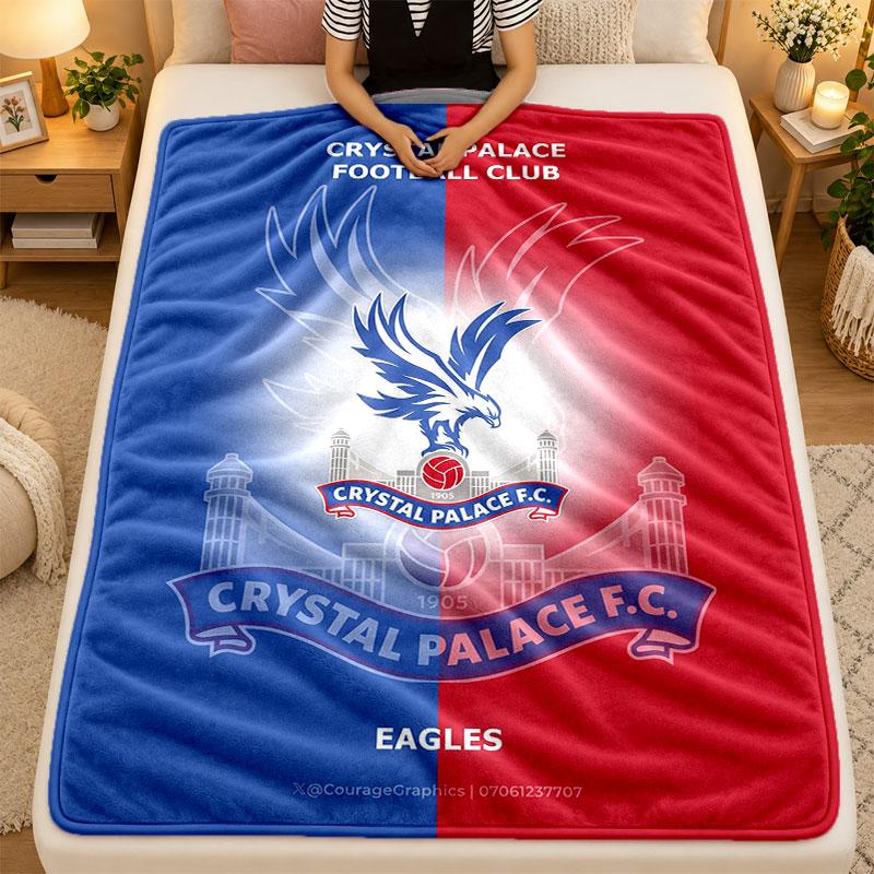 Flannel BlanketCrystal Palace Football Warm Soft Throw Blanket for Indoor Sofa Bed Living Room Use