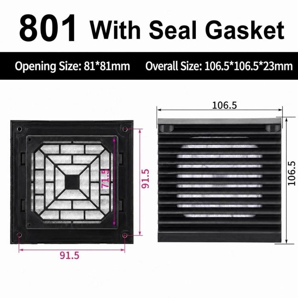 Black Vent Grille Waterproof Louver Vent Air Ventilation System Fan Grille Electric Cabinet