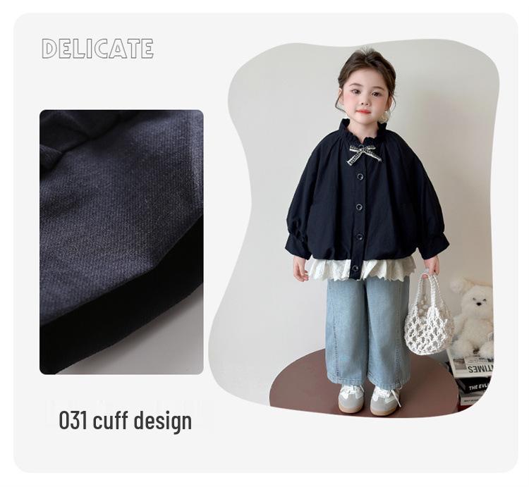 Куртка для девочек в корейском стиле с бантом - 2025 Весна/Осень Легкий модный топ