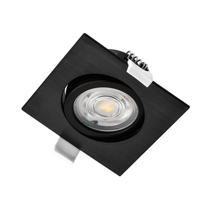 Spot LED encastrable 3en1 carré noir 7W IP20 Dimmable
