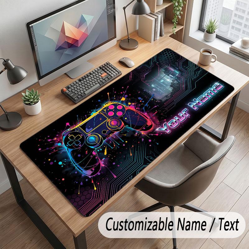 Game Controller Theme Customized Mouse Pad Personalized Print Name Text Desk Mat For Home Office Table Decor