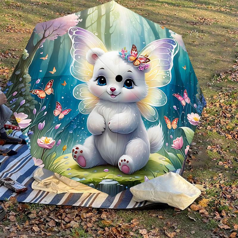 1PC Butterfly Forest Automatic Open/Close Umbrella with Windproof, 8-Rib Sturdy Canopy, Durable Ribs, Fashionable Design, Outdoor Accessory, Fun Prin,
