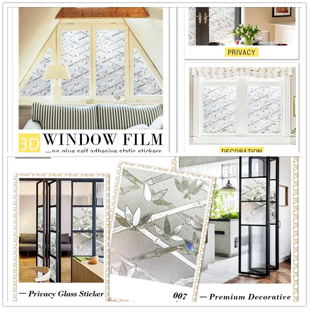 3D Радужная оконная пленка Мозаичное украшение для приватности Статическая самоклеящаяся пленка Блокировка УФ-излучения Терморегулирующие витражные наклейки