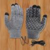 USB Heated Knitted Gloves Full Finger Gloves Non-Slip Touch Screen Gloves Thermal Knitting Mitts for Outdoor Sports