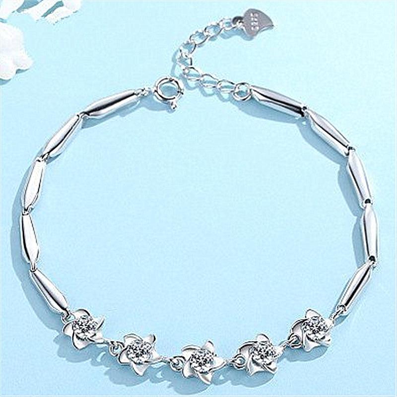 Korean-style silver-plated windmill bracelet for women Simple Starfish Bracelet Five-pointed flower bracelet, sweet jewelry